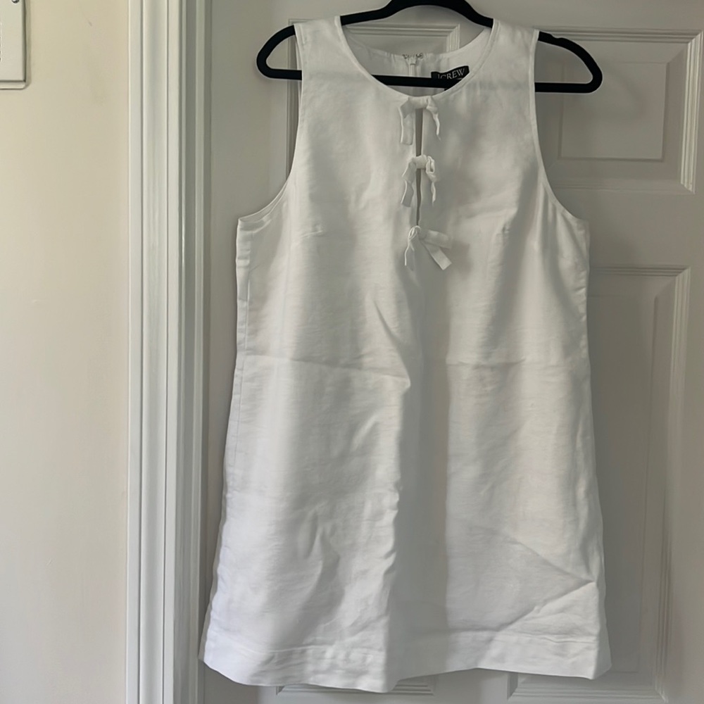 J.Crew BOW-FRONT SHIFT DRESS IN STRETCH LINEN BLEND Size Large